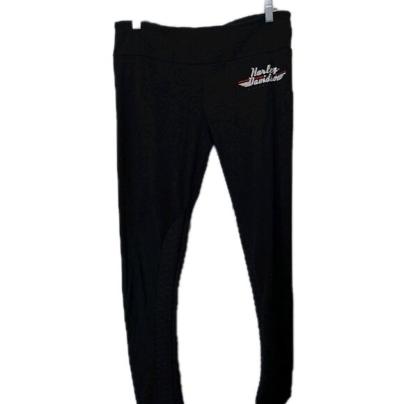 Harley-Davidson Women's XL Black Pull-On Ankle Leggings Logo - Picture 2 of 8